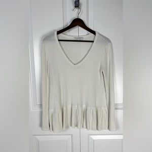 Anthropologie “Eri + Ali” Cream Waffle Peplum shirt